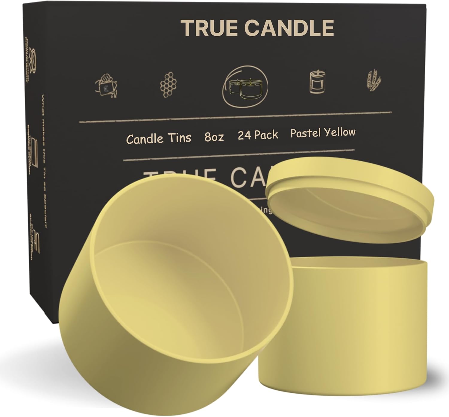 8oz Candle tins - Pastel Yellow - 24-Pack