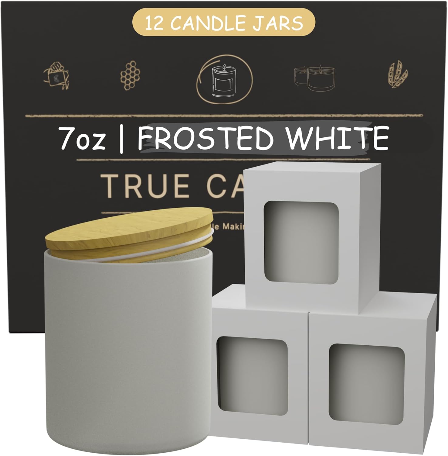 7oz Frosted Candle Jars (12-Pack)