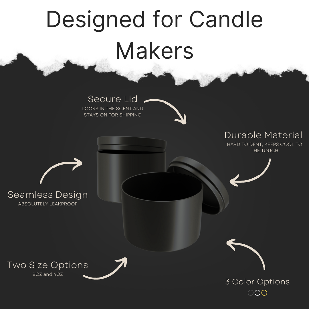 Premium Matte Black Candle tins 4 oz (24-Pack)