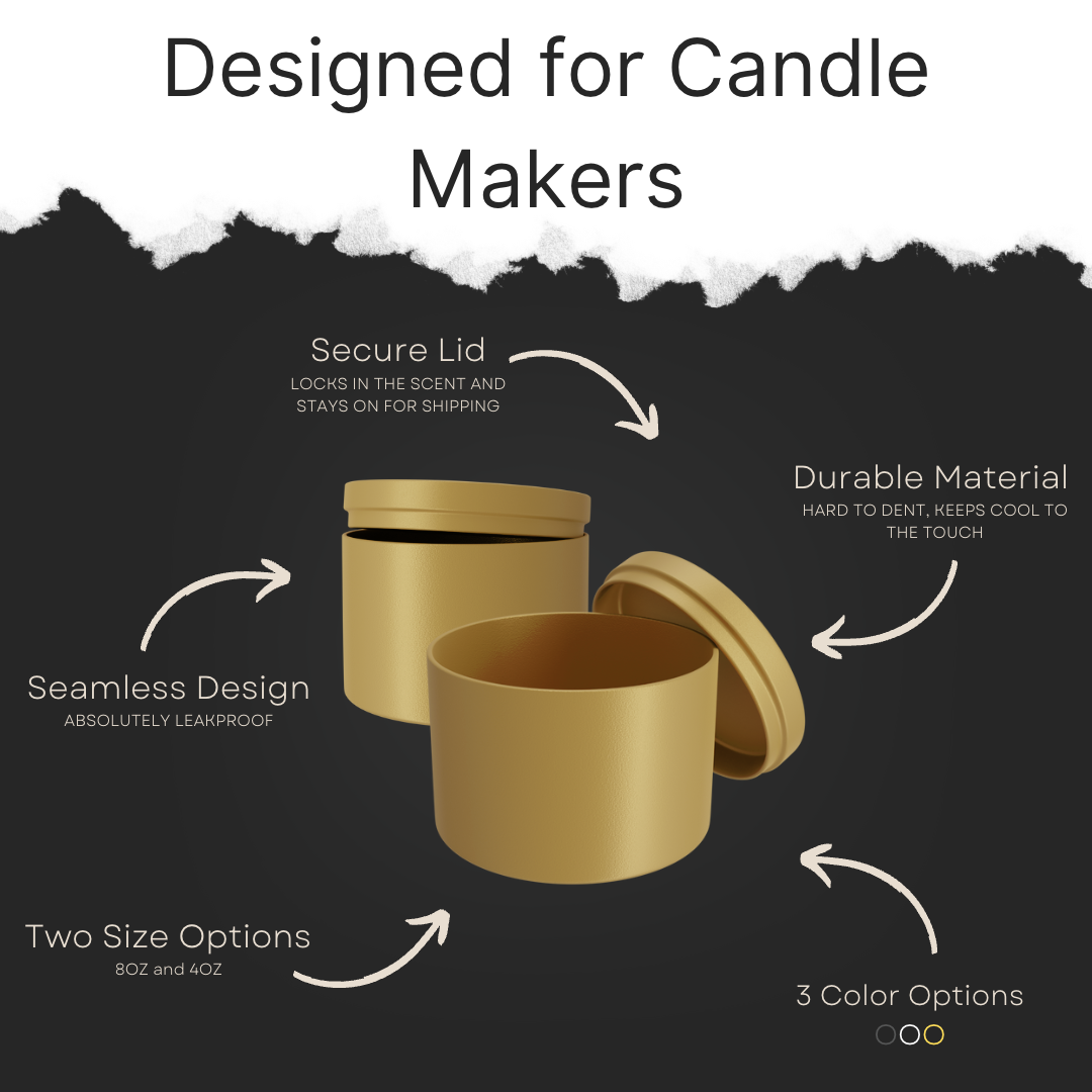 True Candle 24-pack 4oz Gold Candle Tins Edgeless Cylinder Design Bulk  Candle Jars, Candle Making Supplies, Tin Candle Containers 