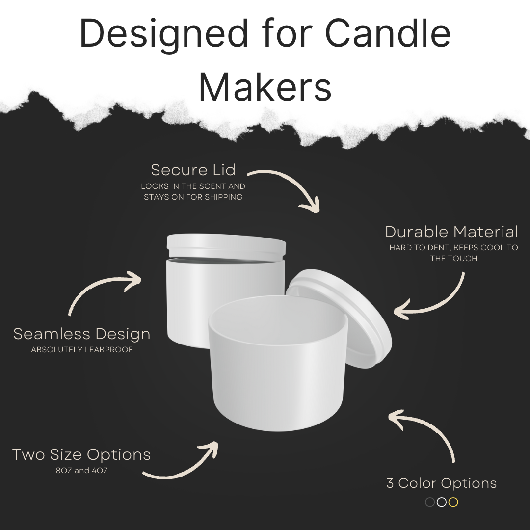 True Candle 24x Premium Matte White Candle Tin 8 oz | The Original Edgeless Cylinder | Matte Finish Outside and Inside | Premium Candle Containers 